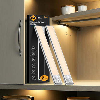 Rechargeable Motion Sensor Cabinet Lights – 84 LED (2 Pack)