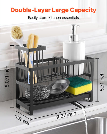 Countertop caddy organizer beside kitchen sink